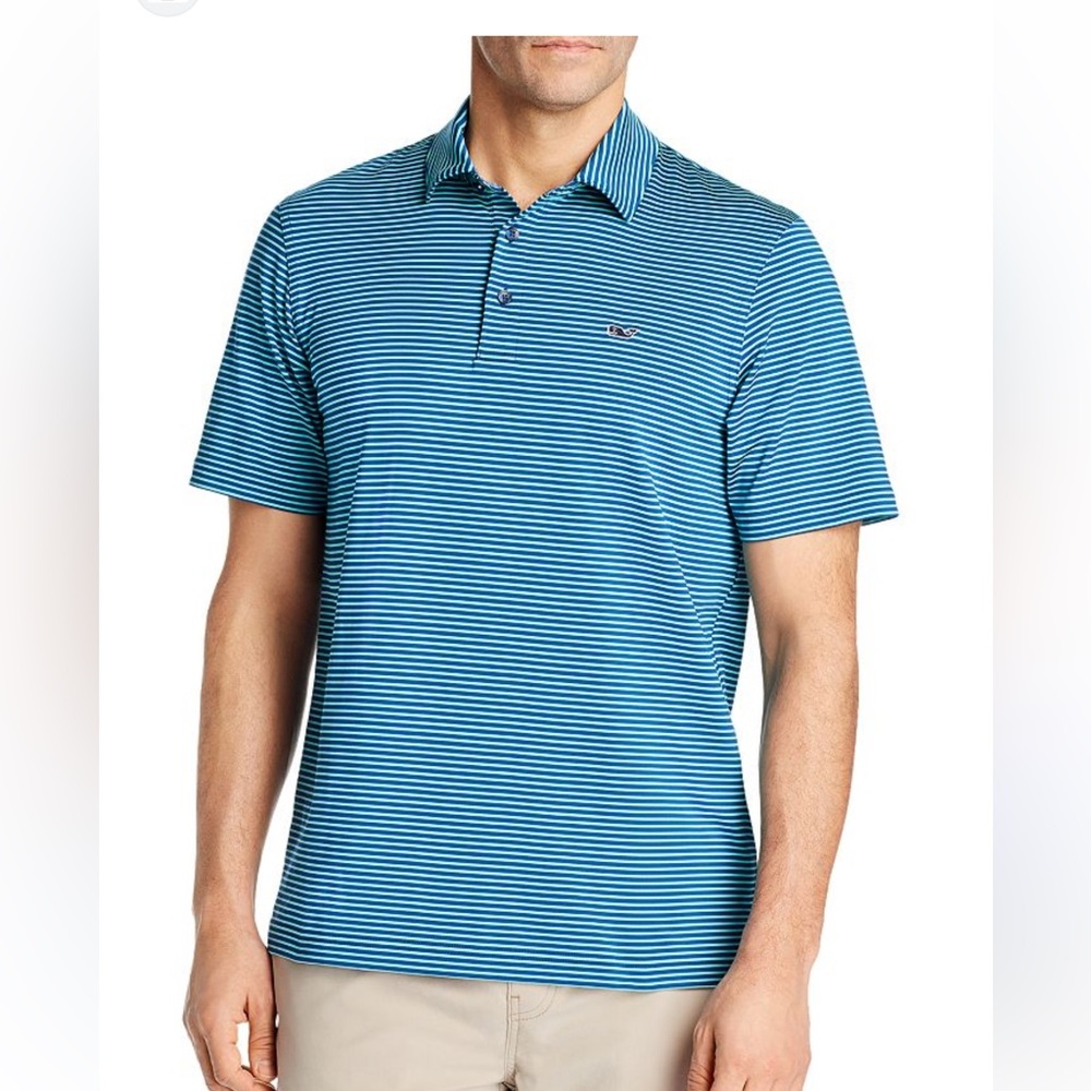 Vineyard Vines Performance Bradley Stripe Sankaty Polo